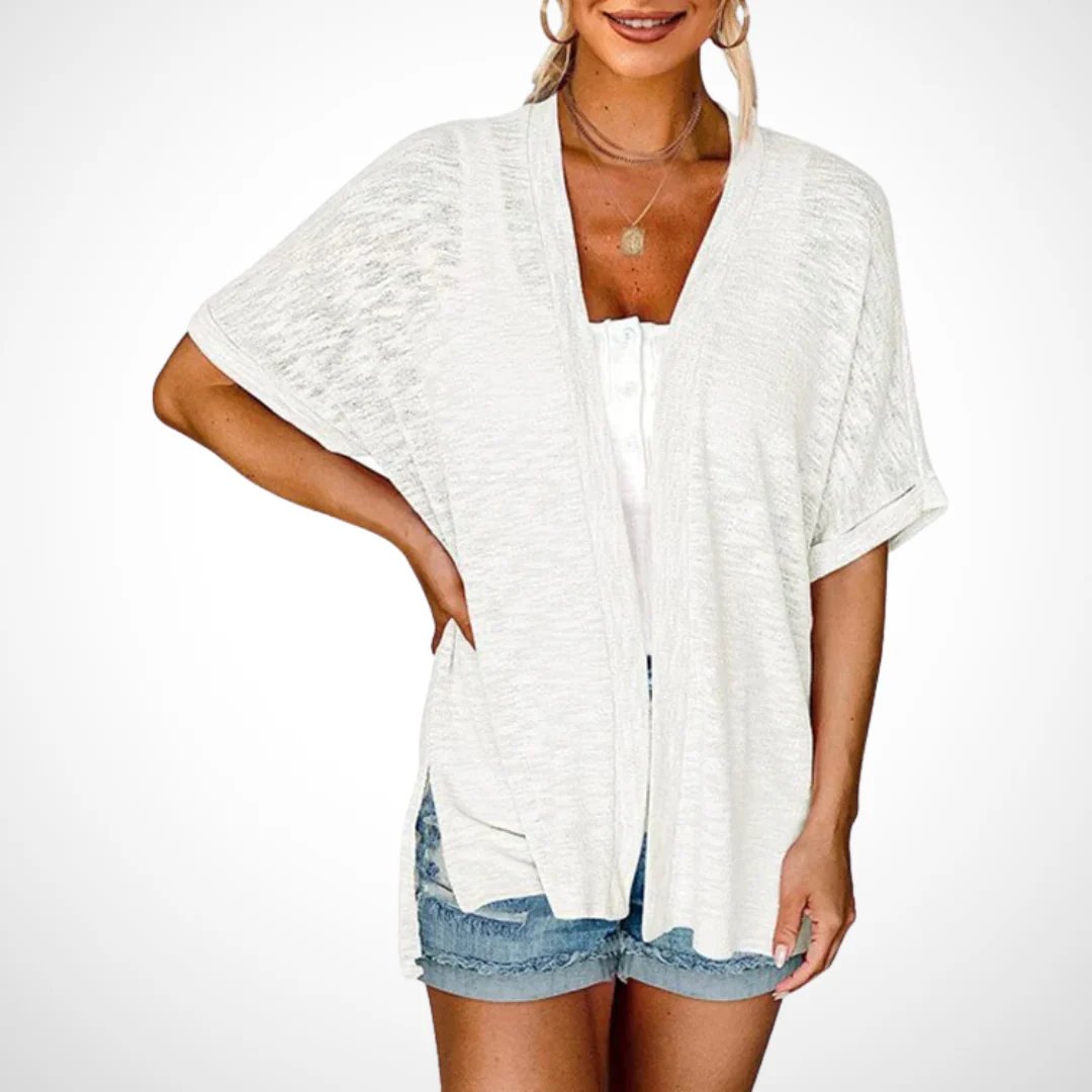 Seren Lightweight Draped Short Sleeve Cardigan Product Image 08