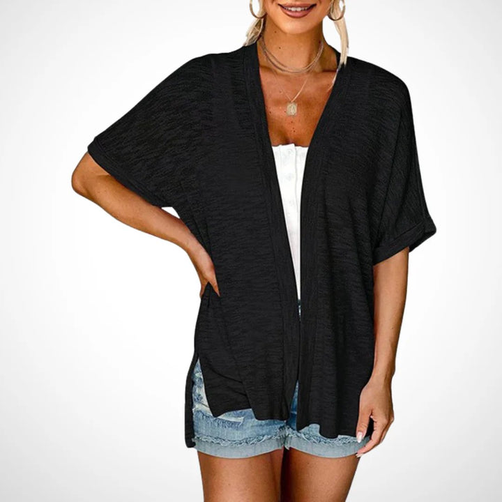 Seren Lightweight Draped Short Sleeve Cardigan Product Image 09