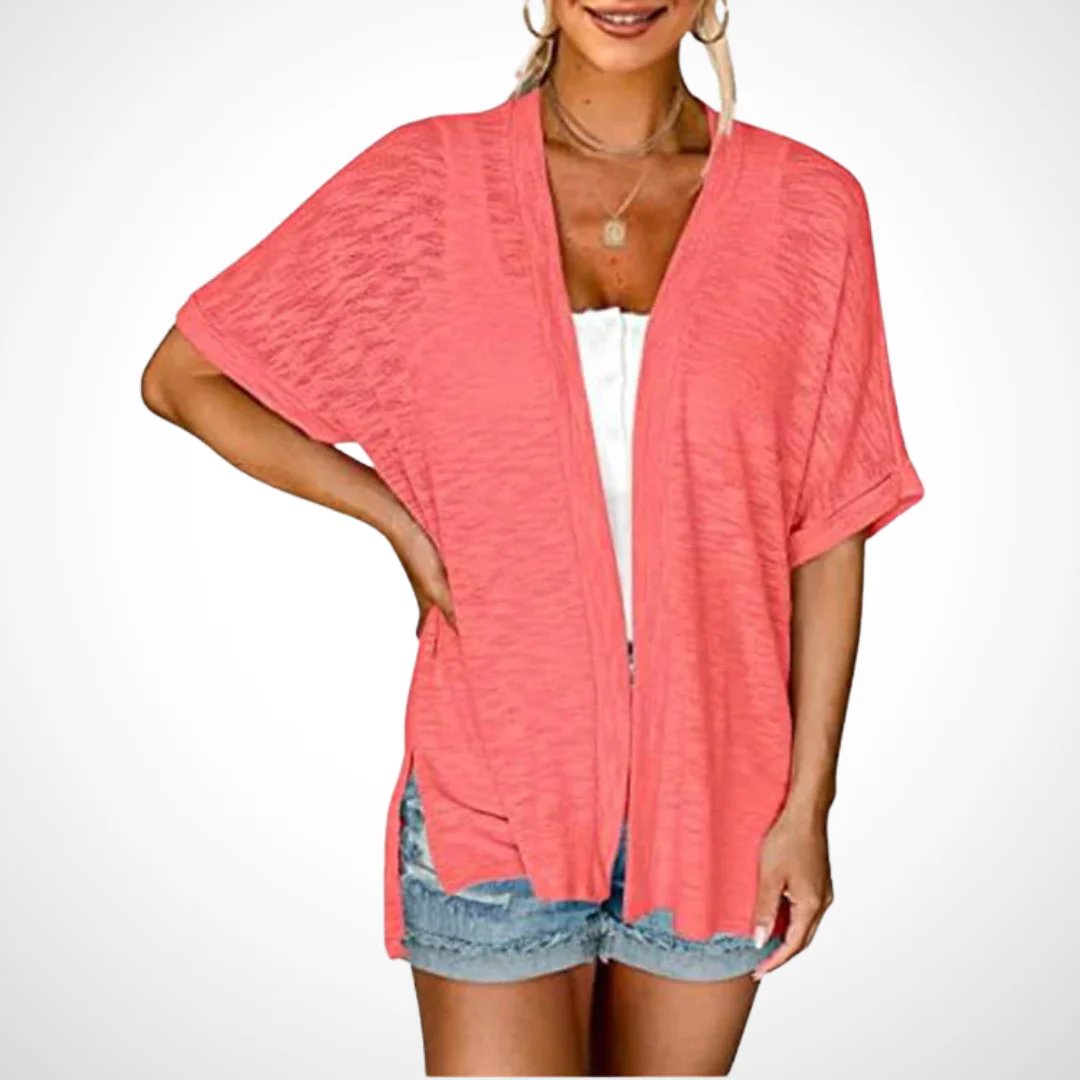 Seren Lightweight Draped Short Sleeve Cardigan Product Image 11