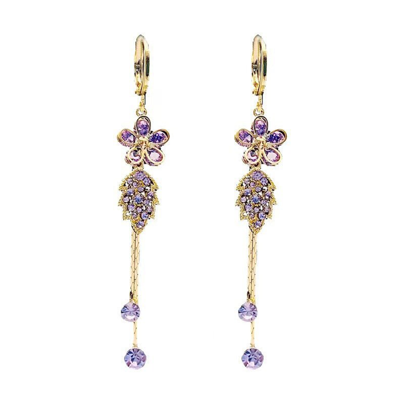 Serena Rhinestone Floral Tassel Earrings Product Image 02