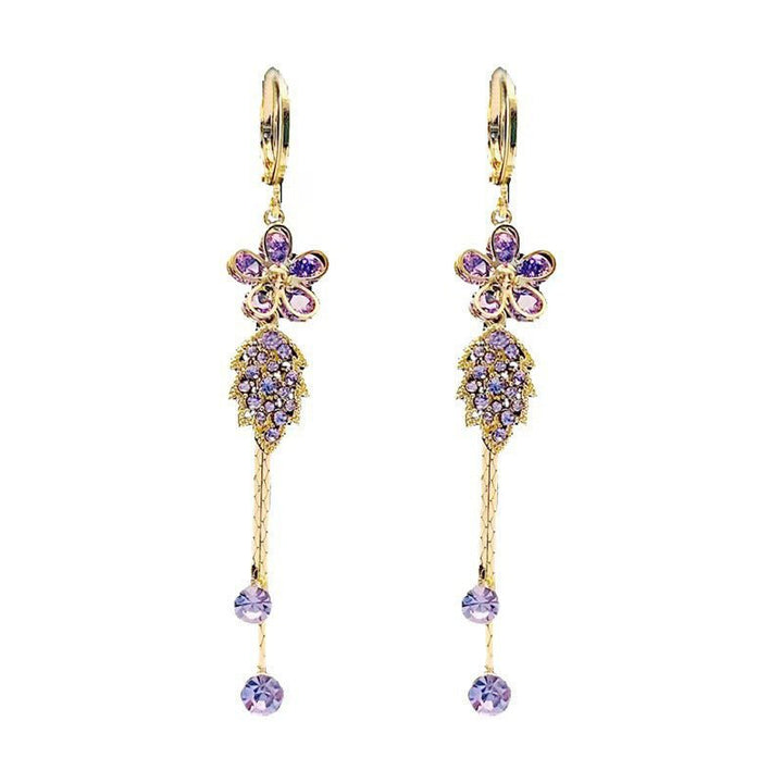 Serena Rhinestone Floral Tassel Earrings Product Image 02
