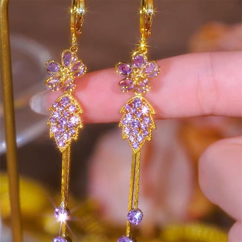 Serena Rhinestone Floral Tassel Earrings Product Image 04