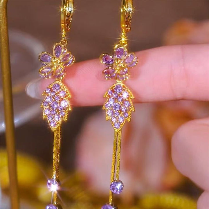 Serena Rhinestone Floral Tassel Earrings Product Image 04