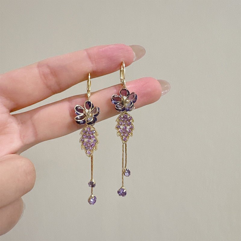 Serena Rhinestone Floral Tassel Earrings Product Image 05