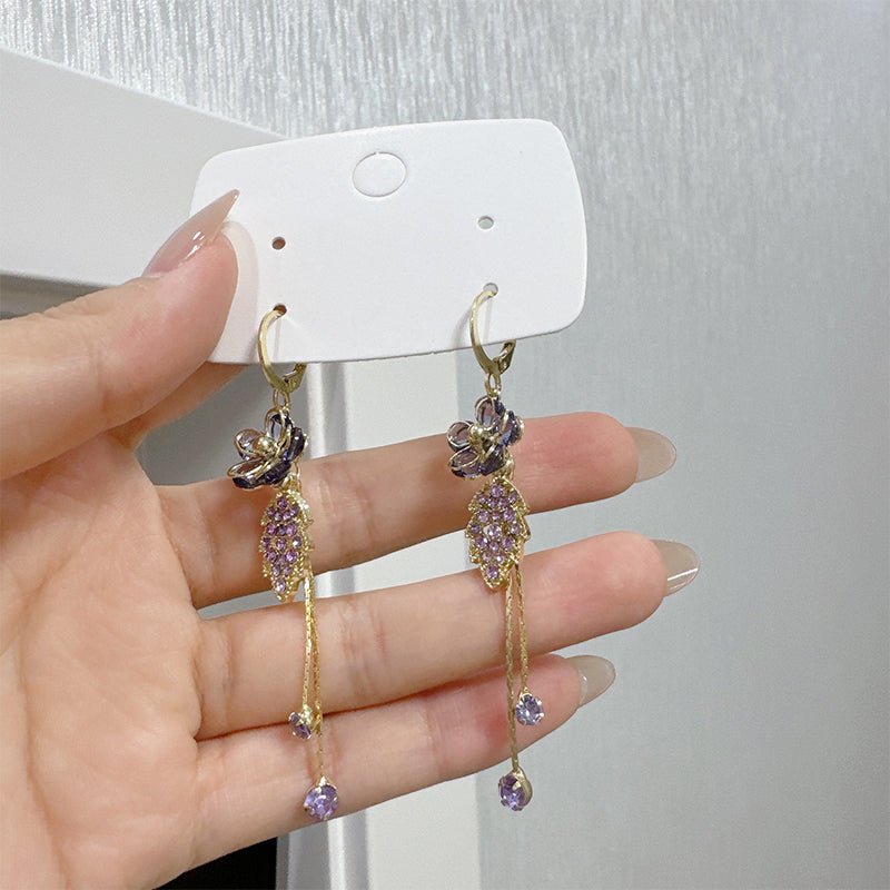 Serena Rhinestone Floral Tassel Earrings Product Image 06