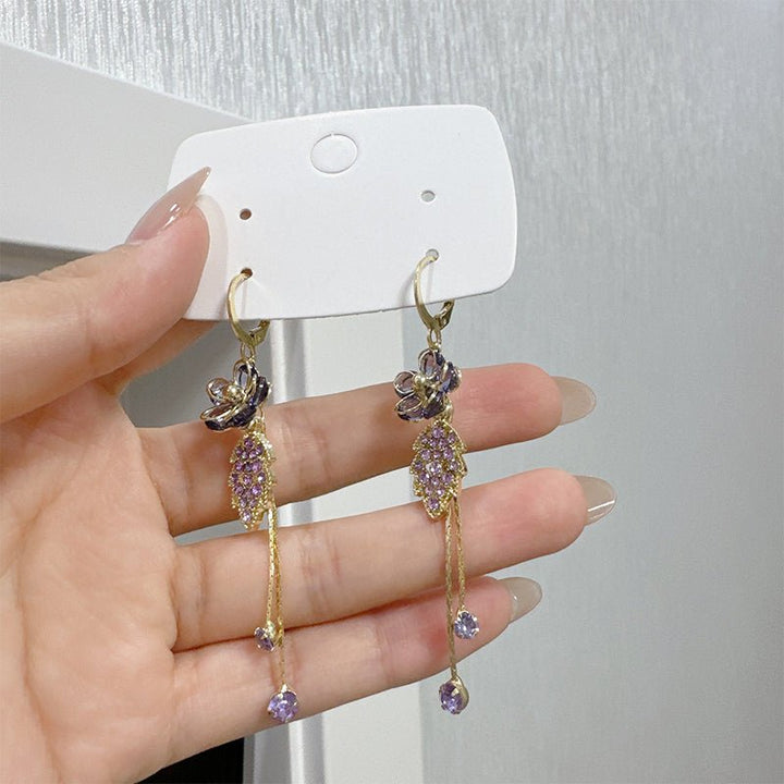 Serena Rhinestone Floral Tassel Earrings Product Image 06