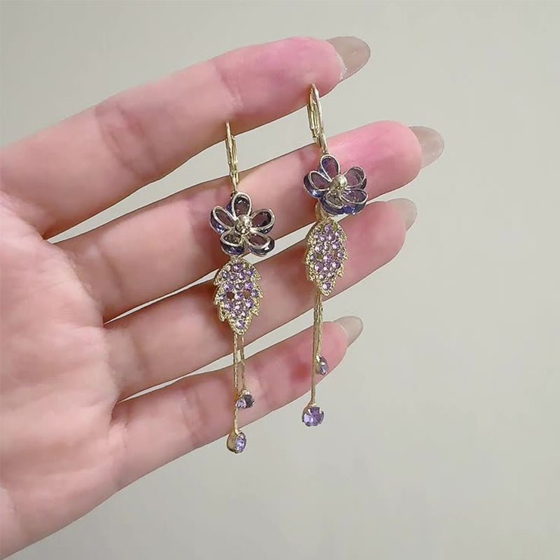 Serena Rhinestone Floral Tassel Earrings Product Image 07