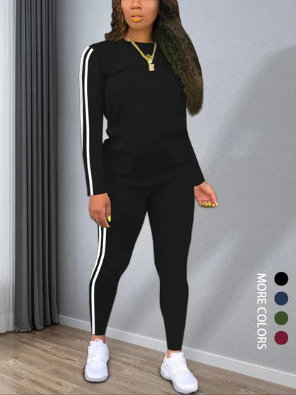 Serene Stripe Knit Coord Long Sleeve Set Product Image 01