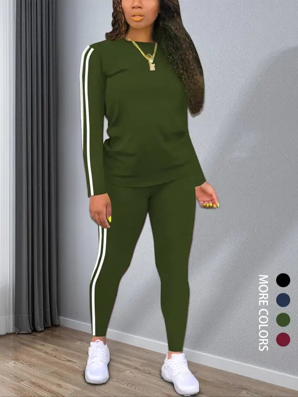 Serene Stripe Knit Coord Long Sleeve Set Product Image 03
