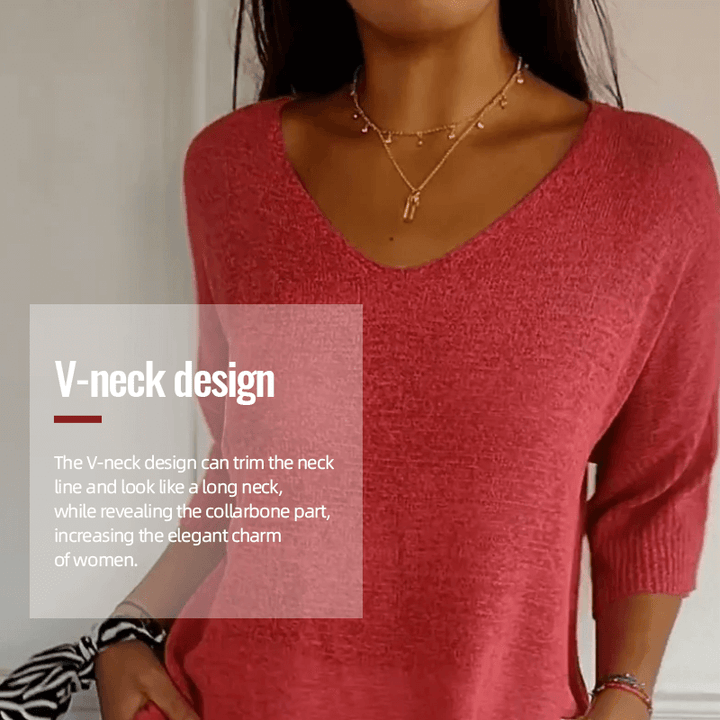 Serene V Neck Knit Layering Top Product Image 01