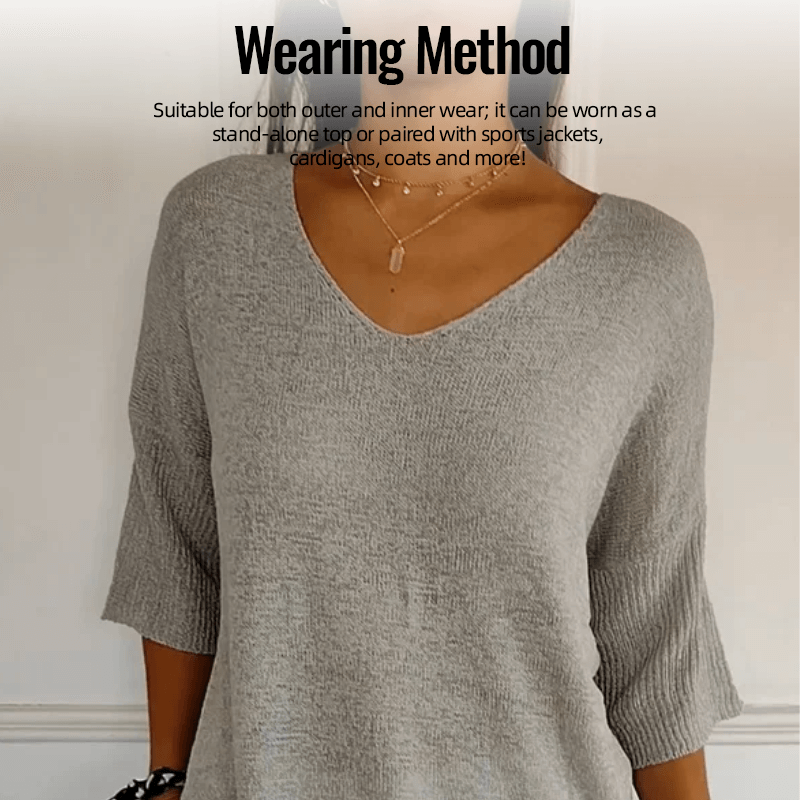 Serene V Neck Knit Layering Top Product Image 03