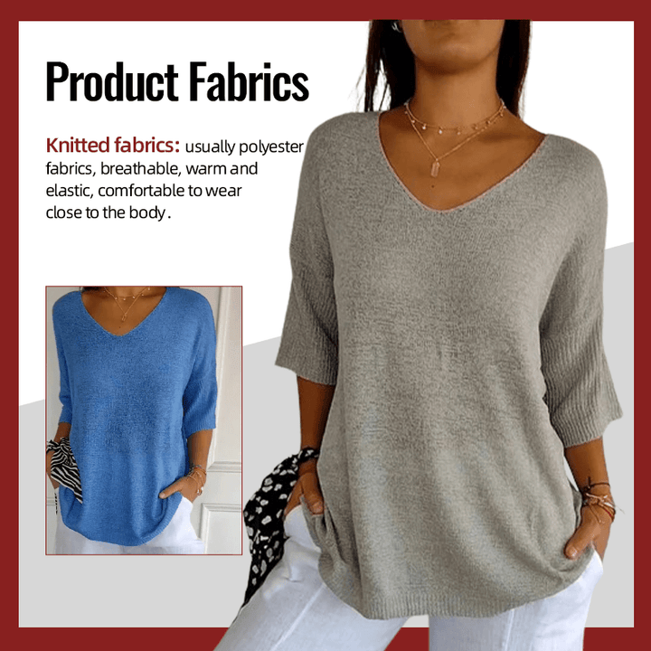 Serene V Neck Knit Layering Top Product Image 04