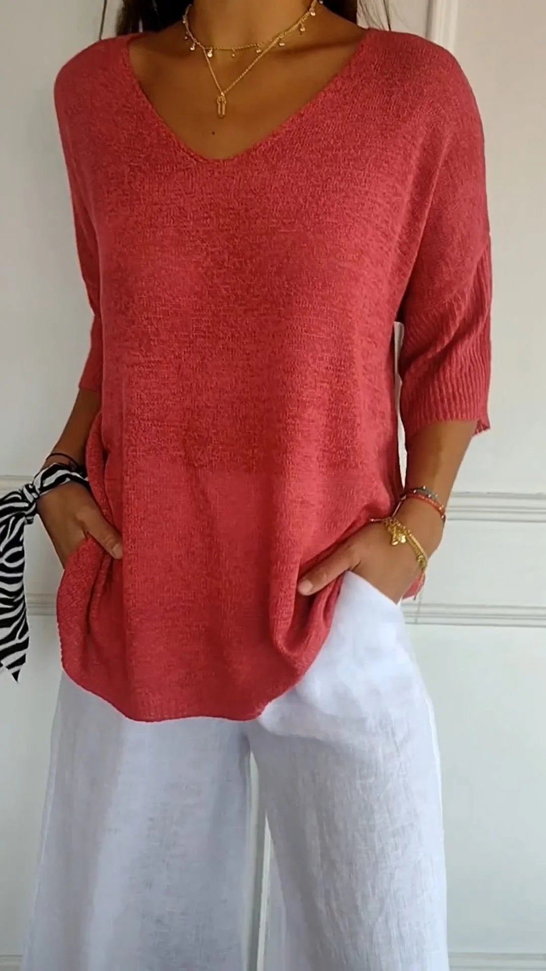 Serene V Neck Knit Layering Top Product Image 07