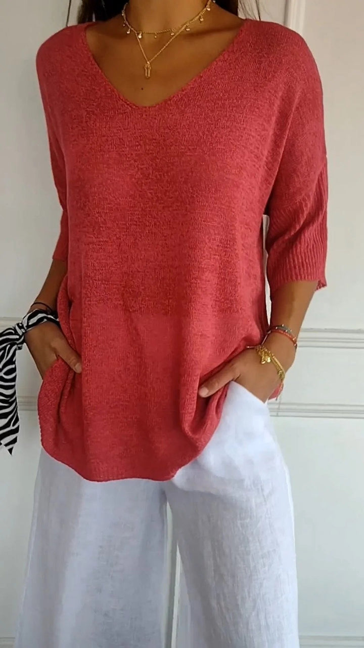 Serene V Neck Knit Layering Top Product Image 07