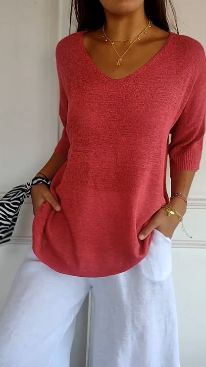 Serene V Neck Knit Layering Top Product Image 08