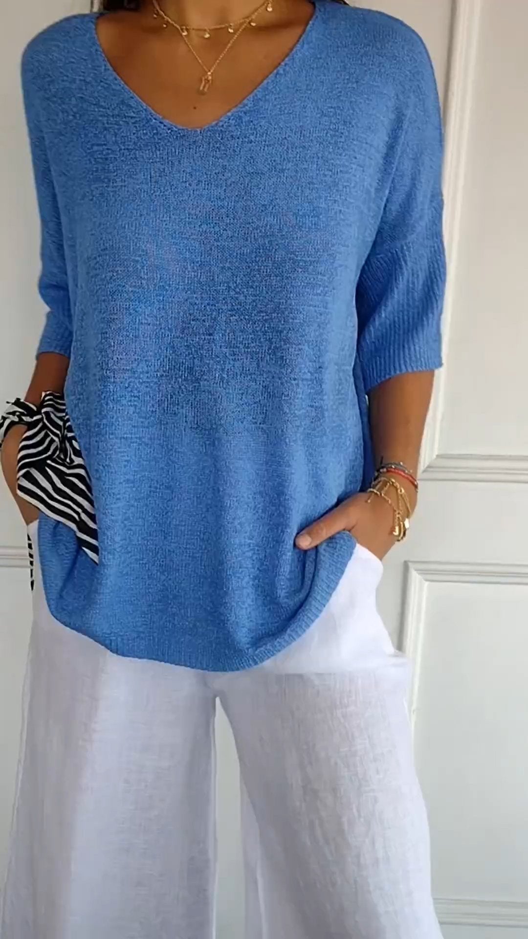 Serene V Neck Knit Layering Top Product Image 09