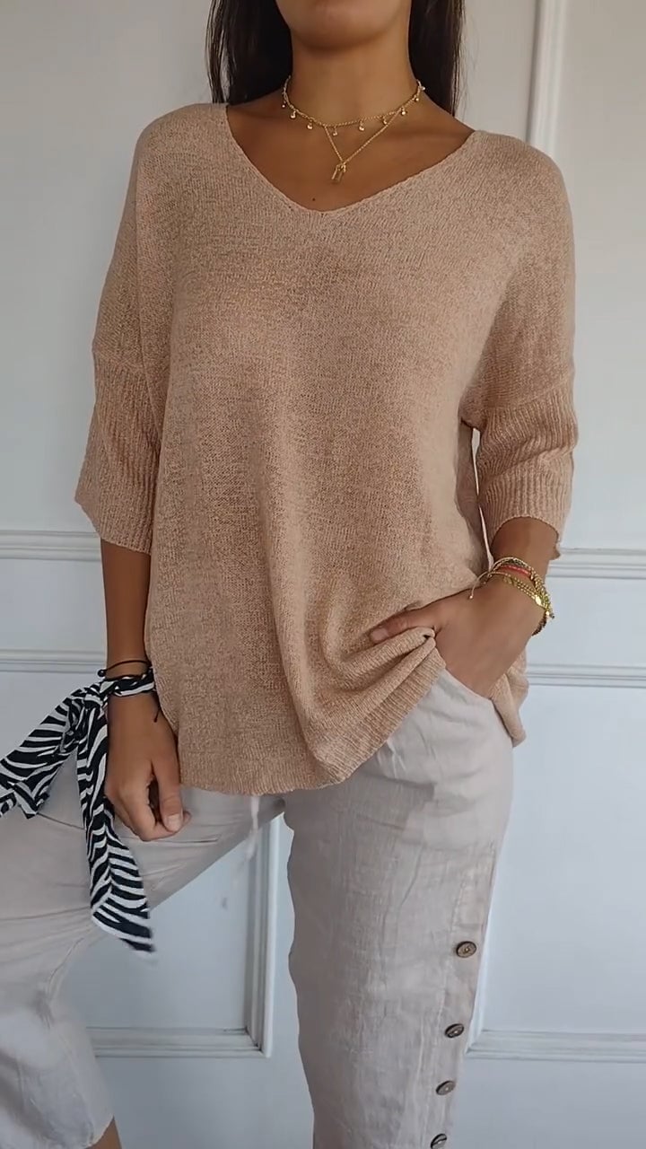 Serene V Neck Knit Layering Top Product Image 10