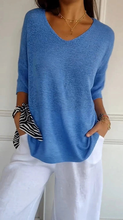 Serene V Neck Knit Layering Top Product Image 11