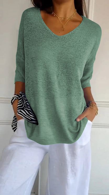Serene V Neck Knit Layering Top Product Image 12