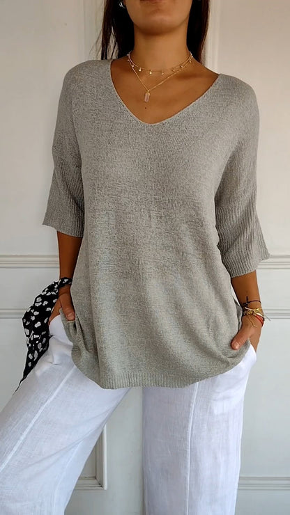 Serene V Neck Knit Layering Top Product Image 14