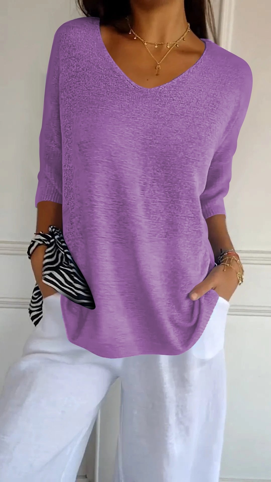 Serene V Neck Knit Layering Top Product Image 17