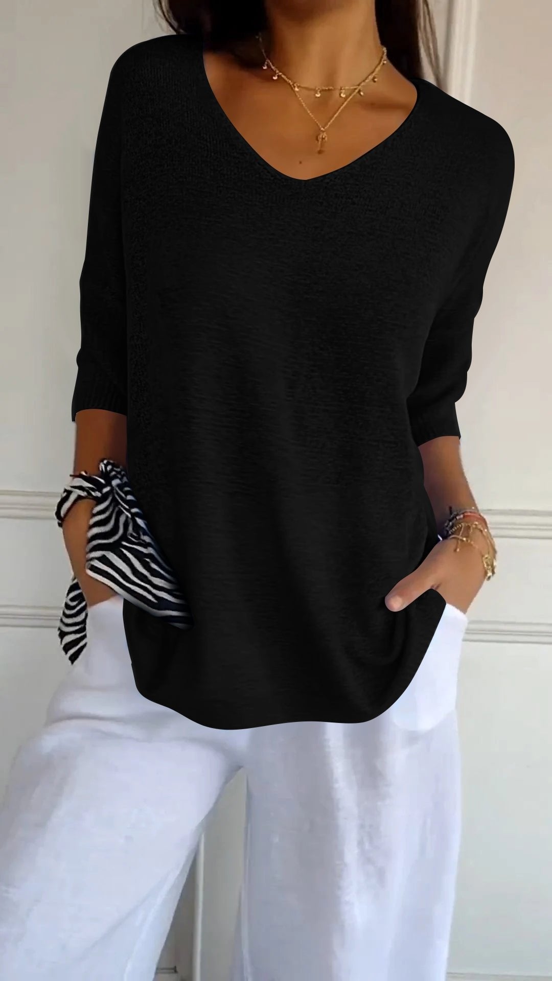 Serene V Neck Knit Layering Top Product Image 19