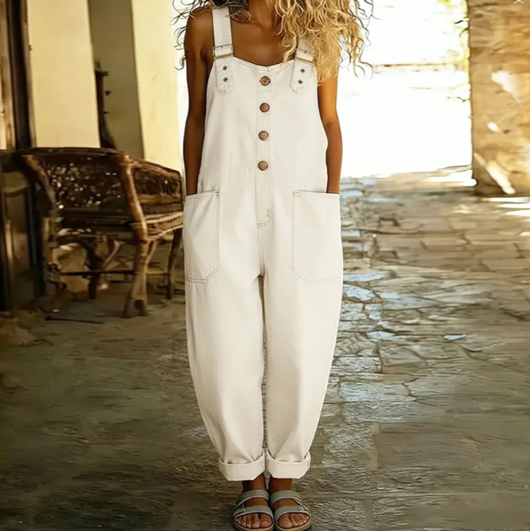 Serene Wide Leg Denim Look Overalls Product Image 09