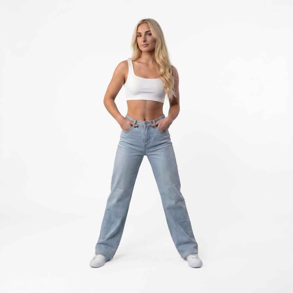Shapeease Wide Leg Mid Rise Stretch Jeans Product Image 03