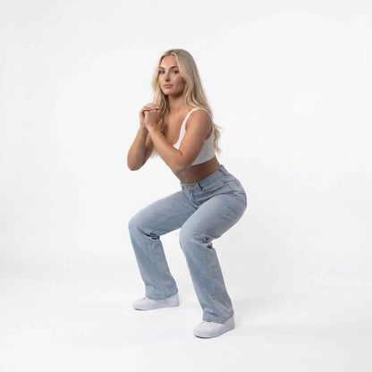 Shapeease Wide Leg Mid Rise Stretch Jeans Product Image 04