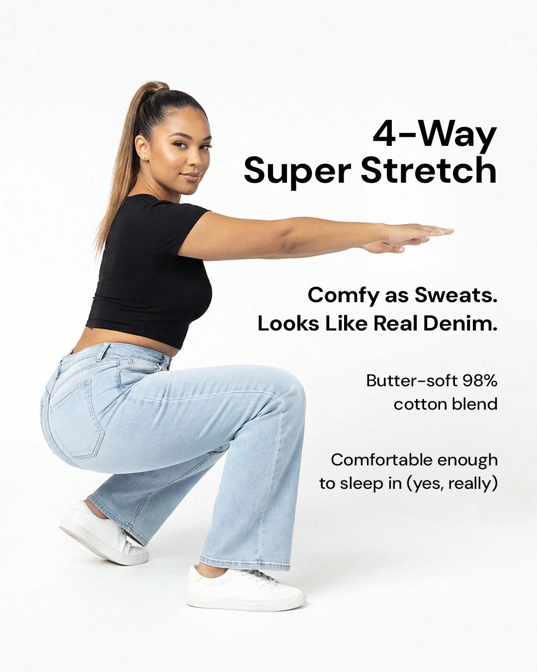 Shapeease Wide Leg Mid Rise Stretch Jeans Product Image 07