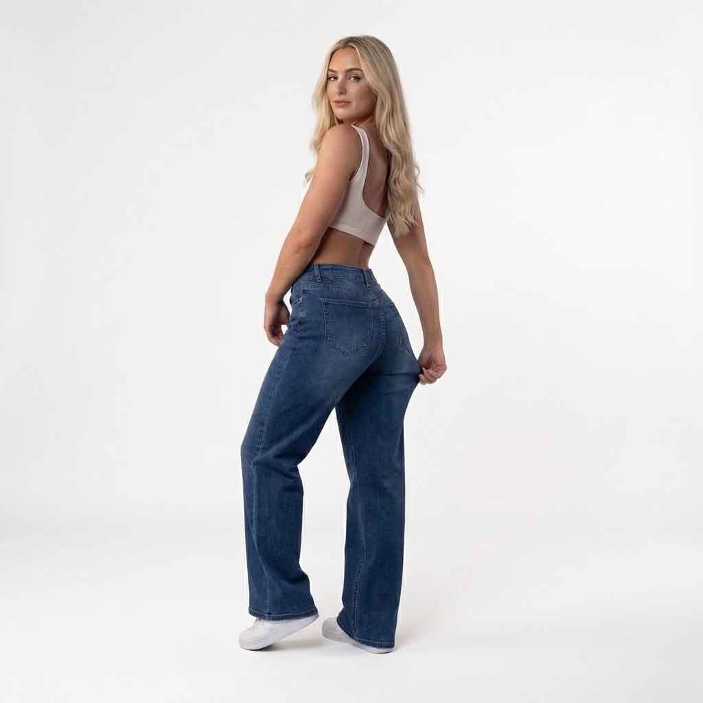 Shapeease Wide Leg Mid Rise Stretch Jeans Product Image 12