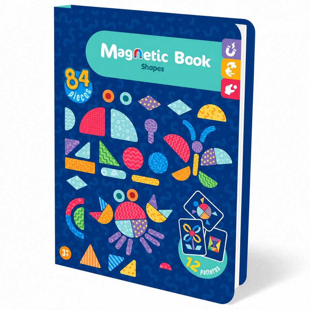 Closed Shapes magnetic puzzle book with colorful geometric designs on the cover