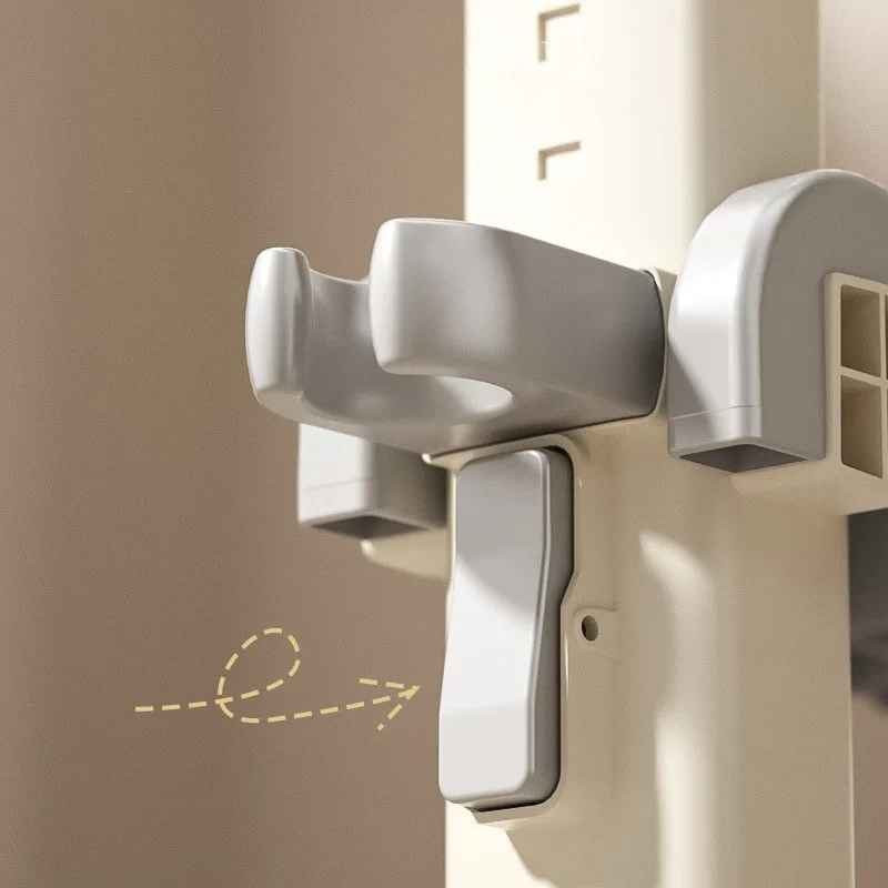 Close-up of the adjustment latch and holes on the shower stand&