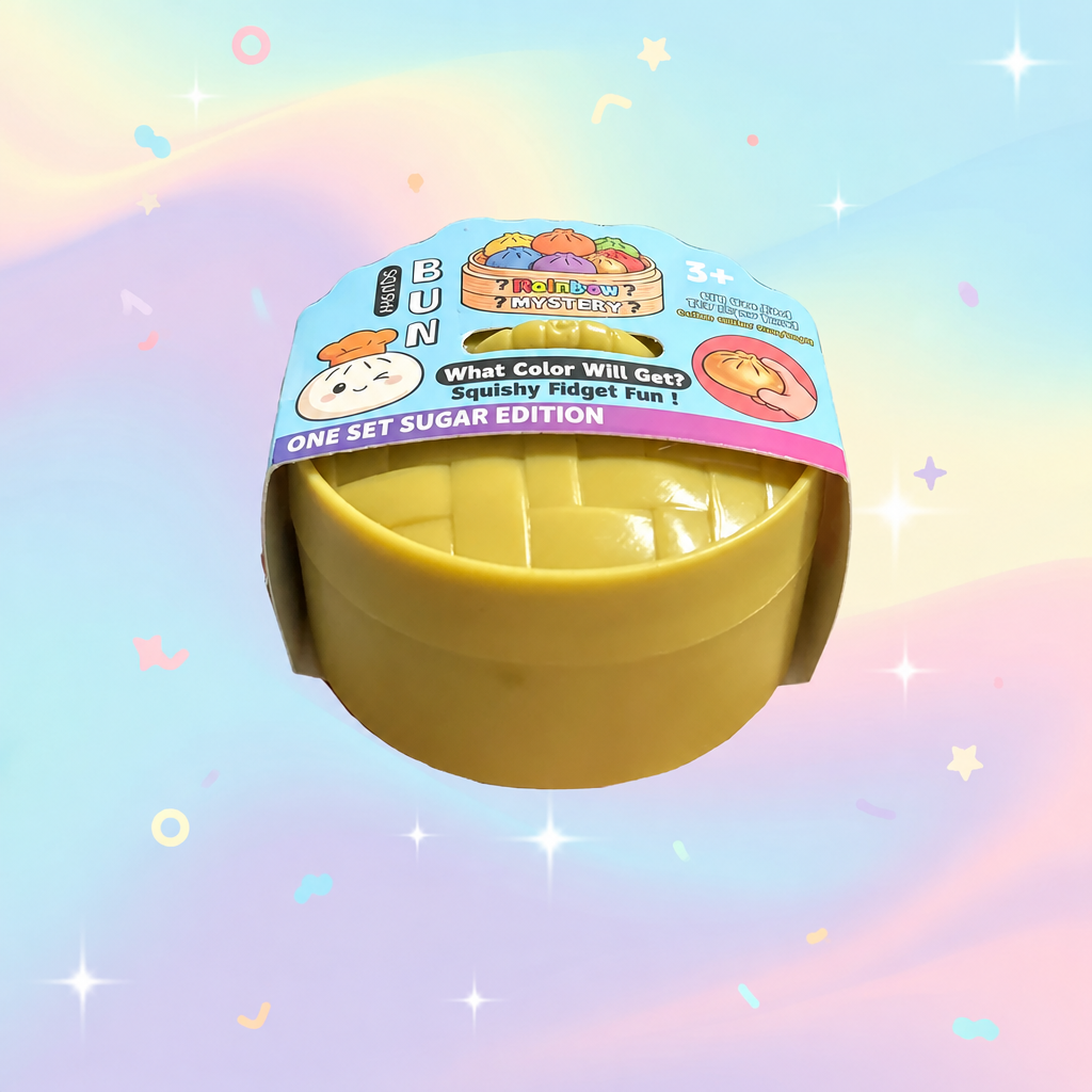 One-piece glitter dumpling option shown in a round steamer-style package