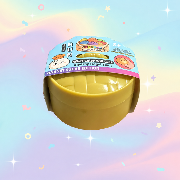 One-piece glitter dumpling option shown in a round steamer-style package