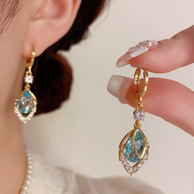 Sky Blue Teardrop Art Deco Hoops Product Image 01