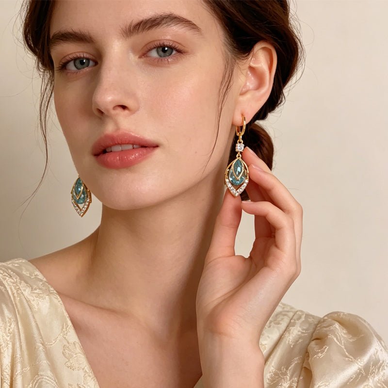 Sky Blue Teardrop Art Deco Hoops Product Image 03