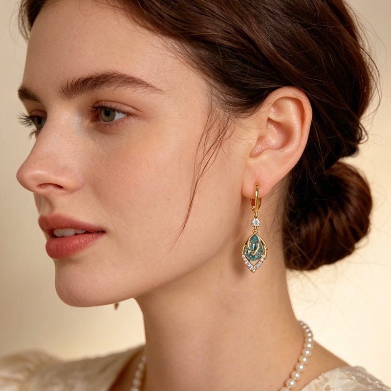 Sky Blue Teardrop Art Deco Hoops Product Image 04