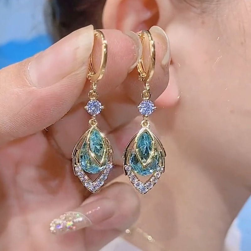 Sky Blue Teardrop Art Deco Hoops Product Image 05