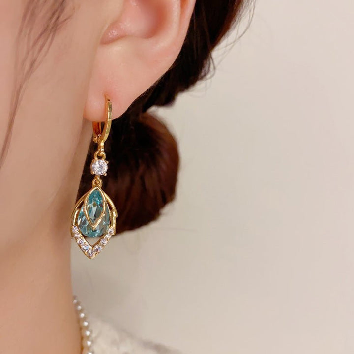 Sky Blue Teardrop Art Deco Hoops Product Image 06