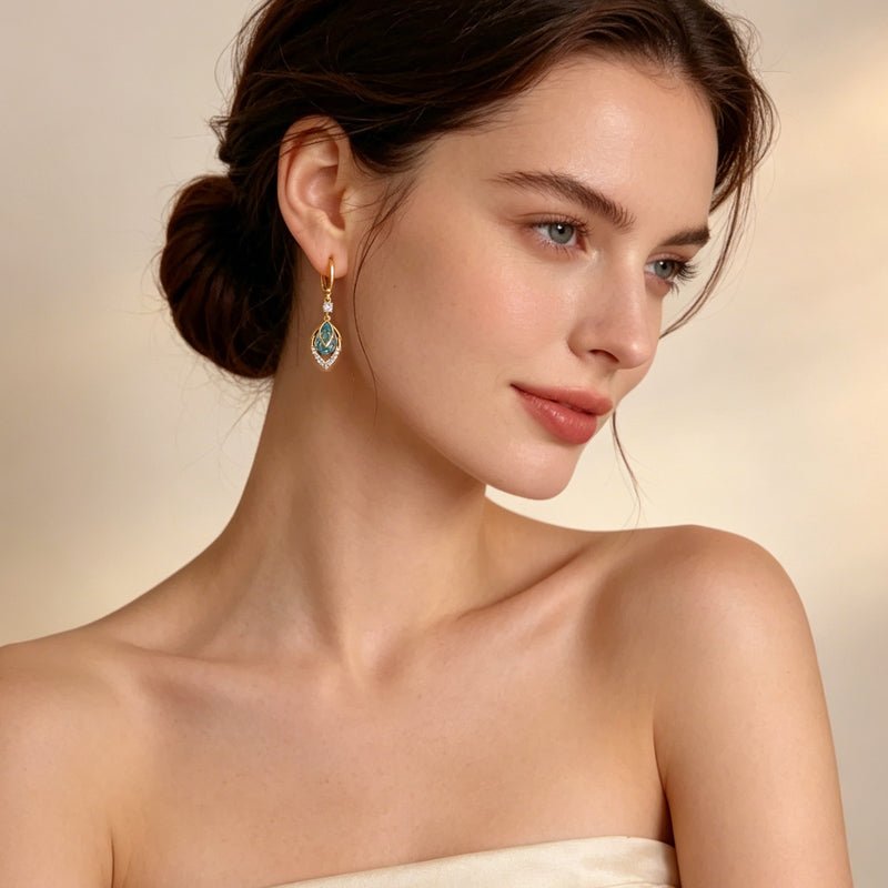 Sky Blue Teardrop Art Deco Hoops Product Image 07