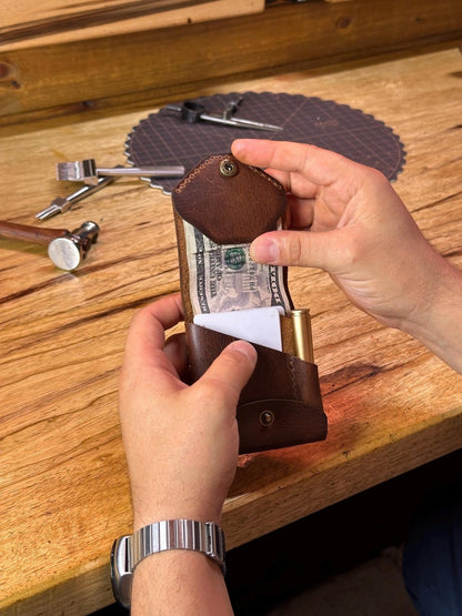 Slate Full Grain Leather Wallet Compact Pen Slot Product Image 02