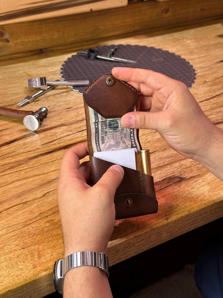 Slate Full Grain Leather Wallet Compact Pen Slot Product Image 02