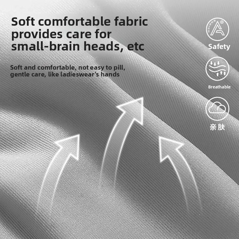 Close-up of soft headguard fabric with arrows illustrating airflow