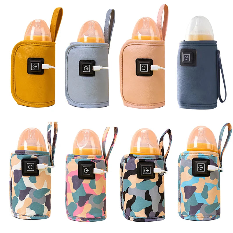 Solid-color and camouflage bottle warmers shown in eight finish options.