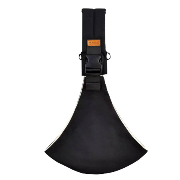 Solid black hip carrier with an adjustable shoulder strap
