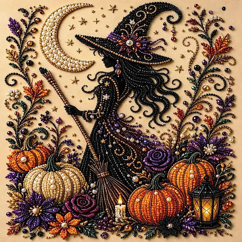 Sparkling Halloween Witch Diamond Painting Kit Product Image 02