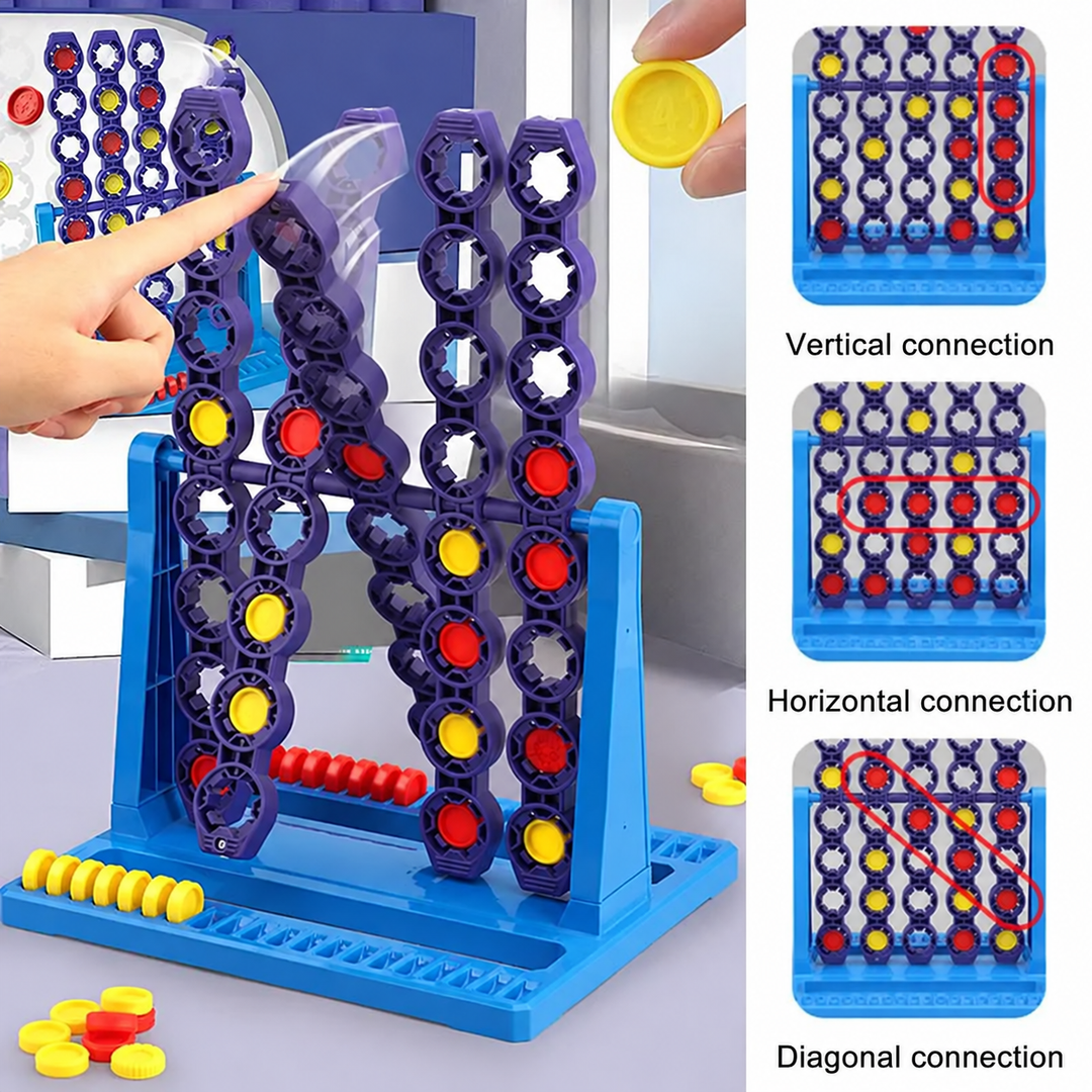 A column being spun, with examples of vertical, horizontal, and diagonal four-disc lines.