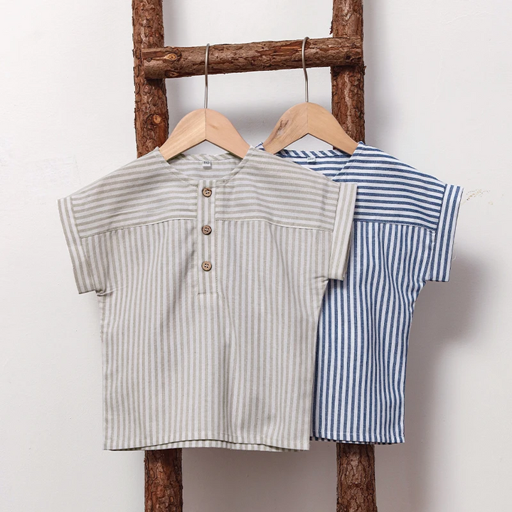 Gray and blue striped boys&