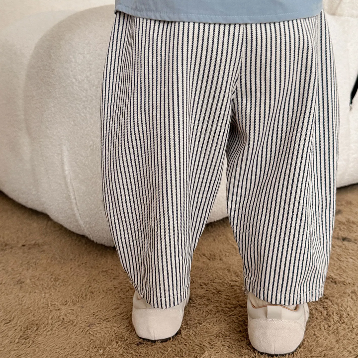 Rear view of black-and-white striped kids&